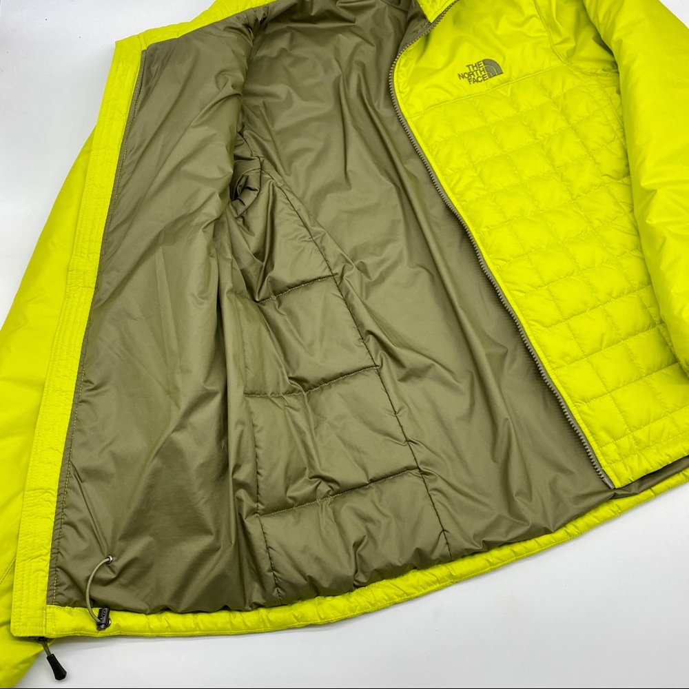 THE NORTH FACE MENS LIME GREEN DOWN PUFFER JACKET INSULATED THERMO ZIP MEDIUM - Picture 3 of 8